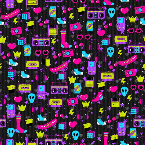 Retro Arcade Neon Collage