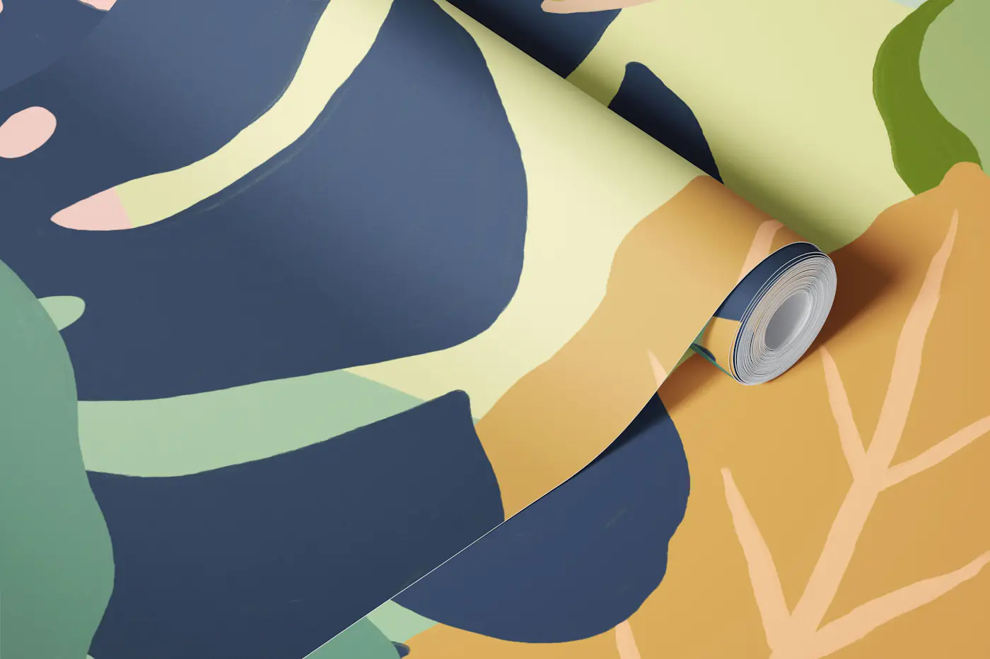 Color Block Tropical Foliage wallpaper roll