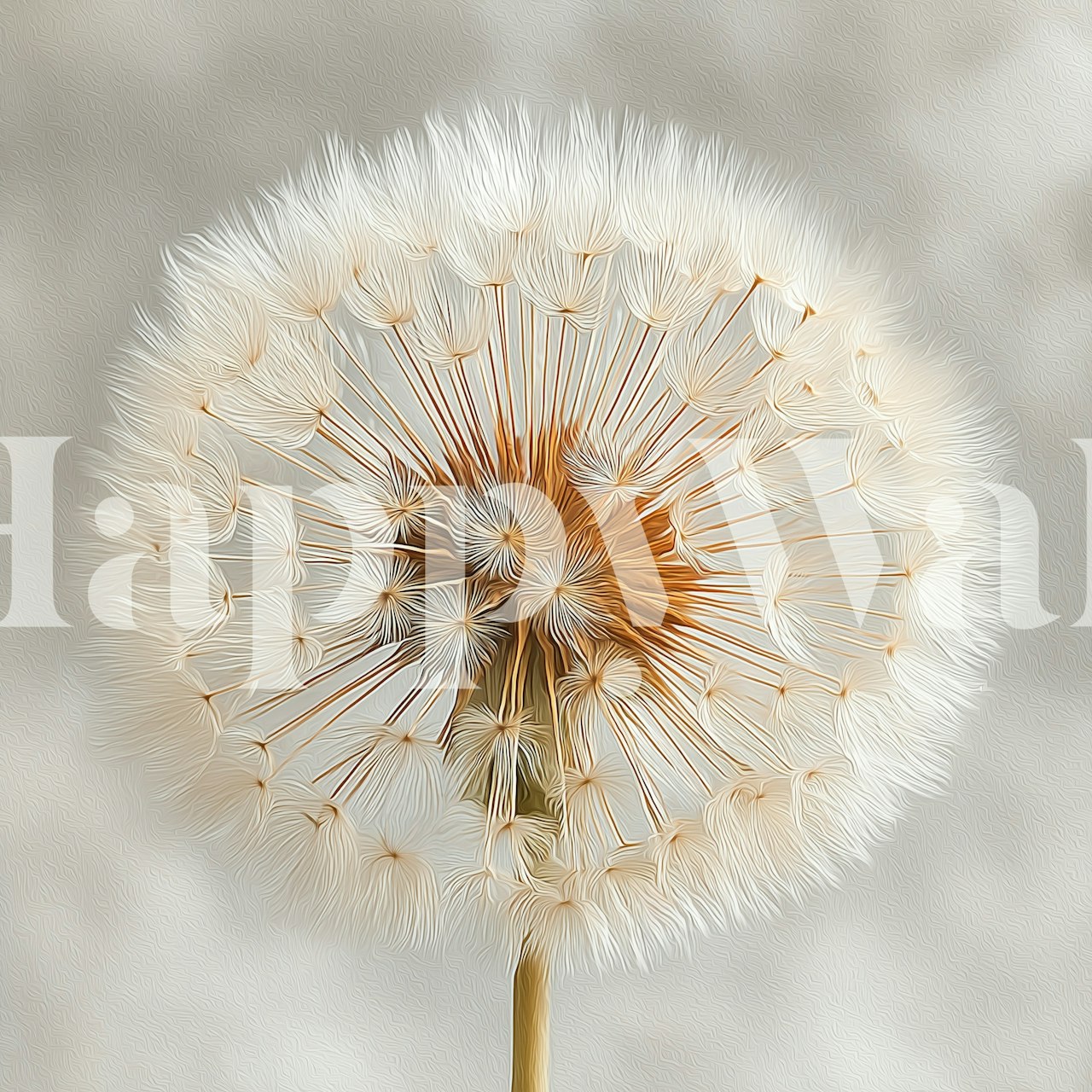 Soft dandelion seed head wallpaper in a room