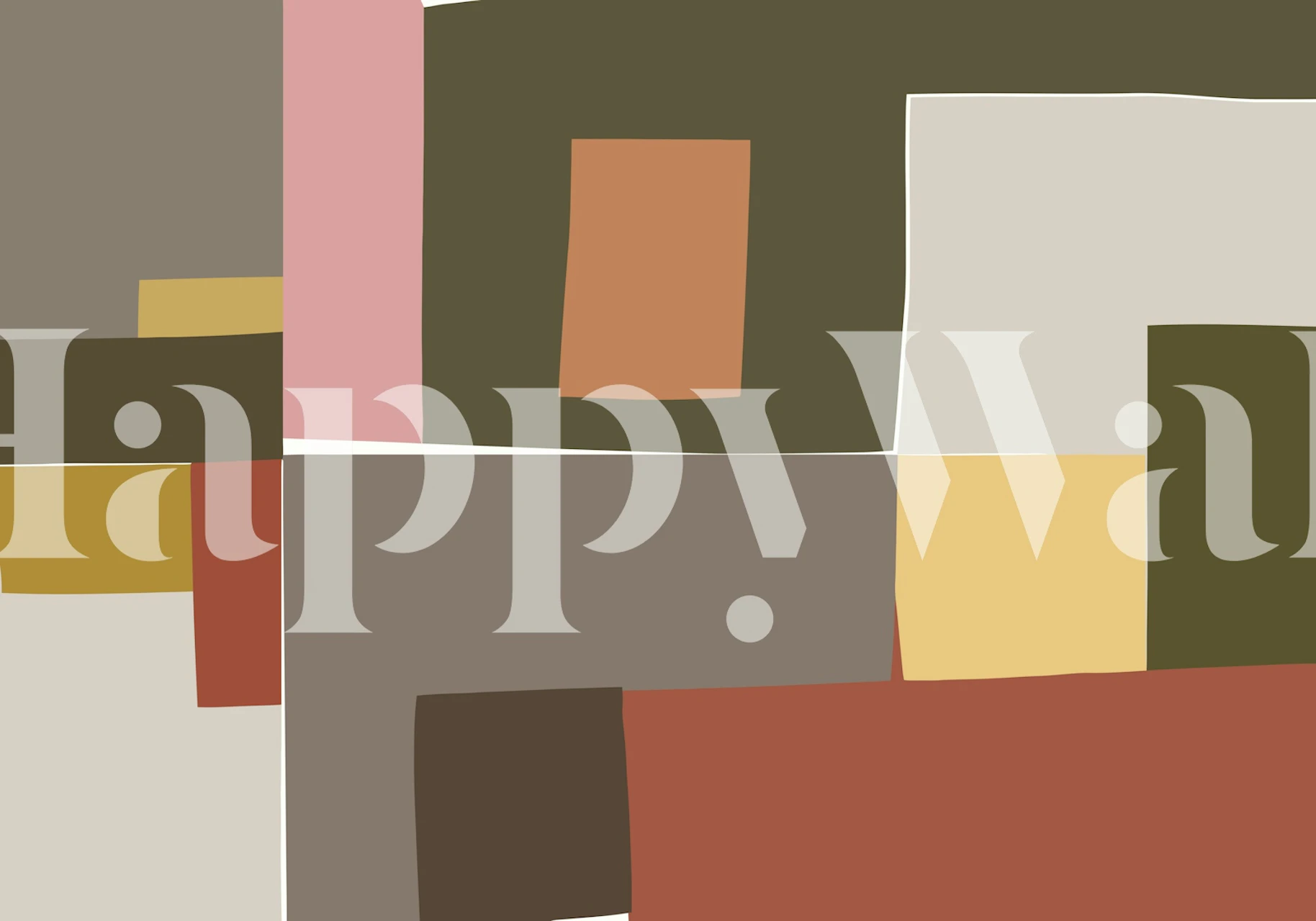 Carta da parati Mosaic Colorblocking in oliva e beige