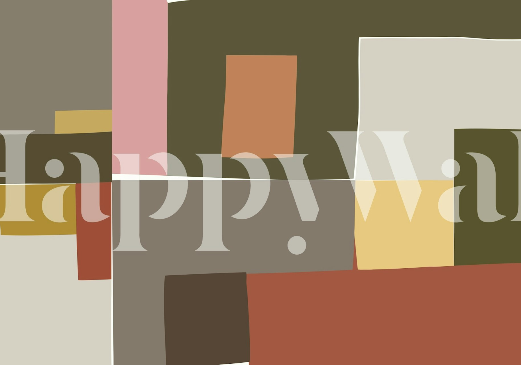 Mosaic Colorblocking wallpaper in olive and tans