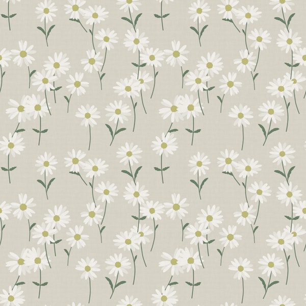 Vintage Daisy Meadow - Soft Grey