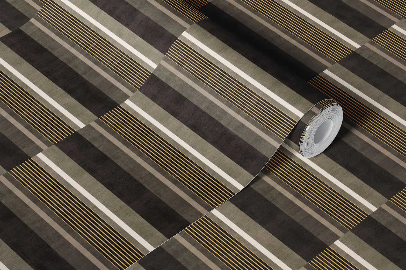 Modern Textured Horizontal Stripes - Brown wallpaper roll