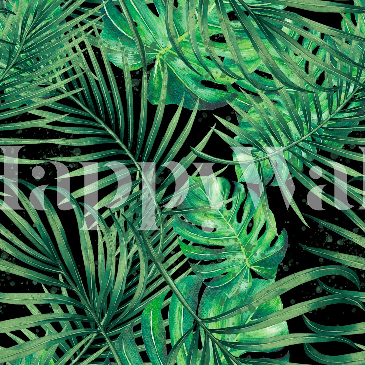 Tropical Monstera Night wallpaper in a room