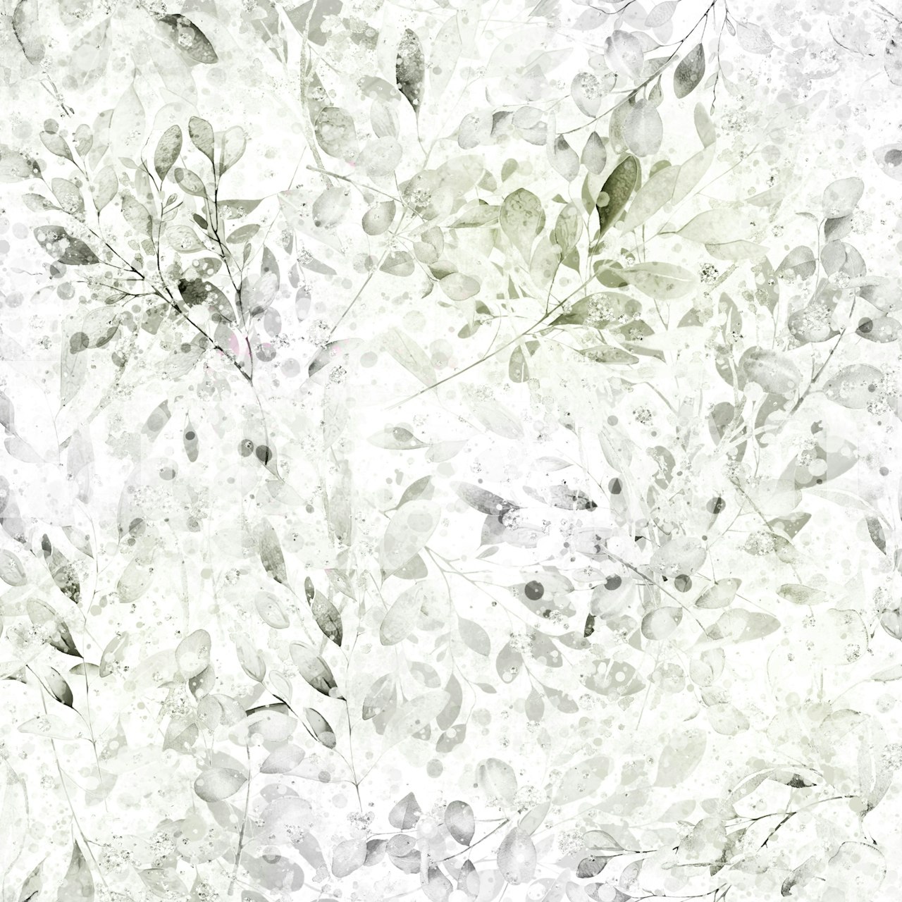 Muted eucalyptus botanical wash wallpaper in a room