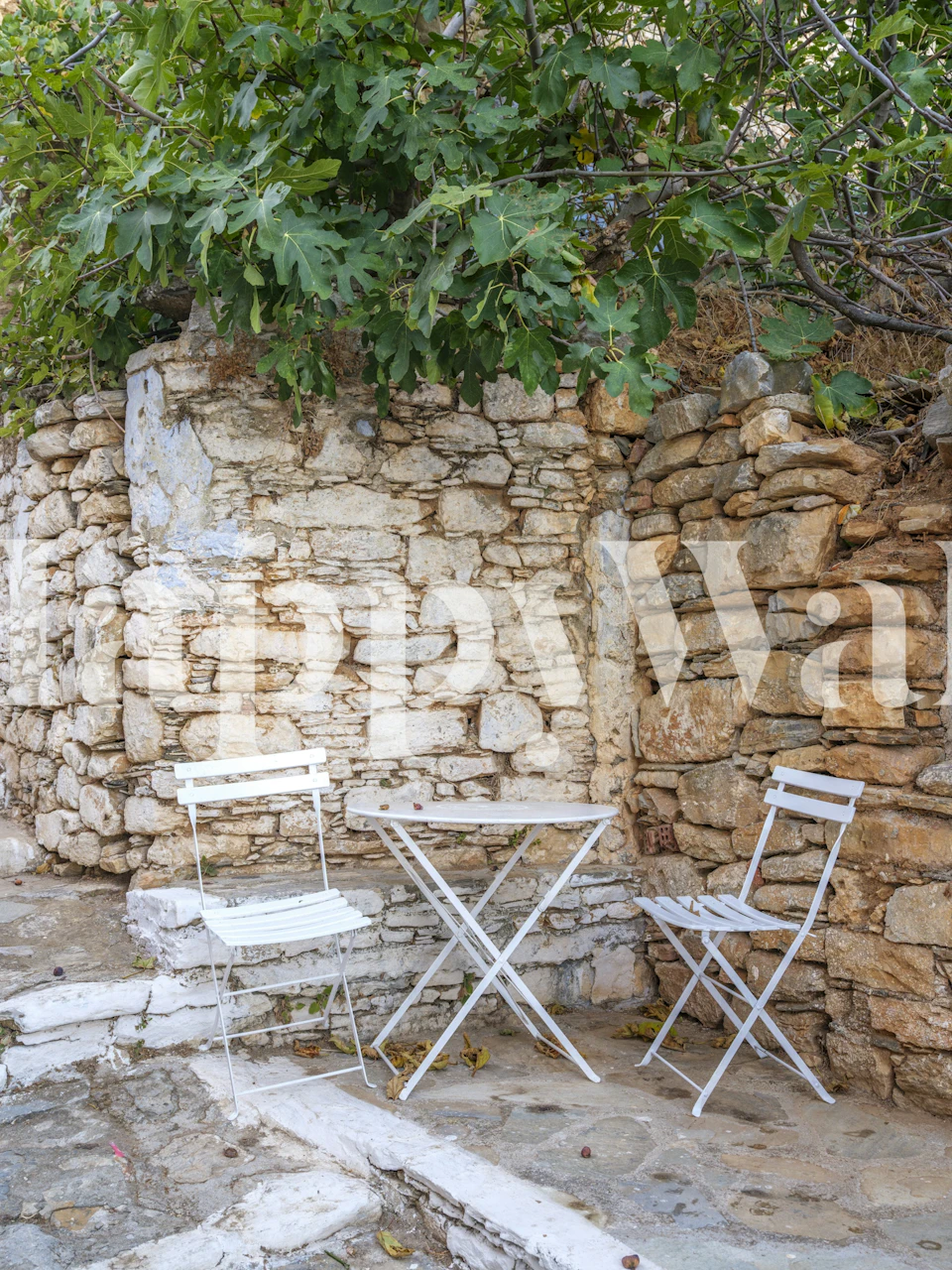Rustic patio table and chairs wallpaper in a room