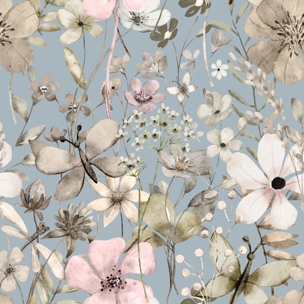 Flower paradise dusty blue