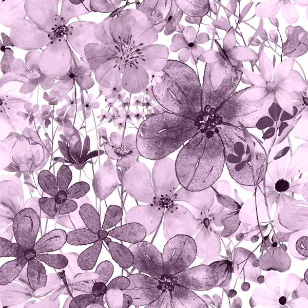 Lavender Watercolor Wildflowers