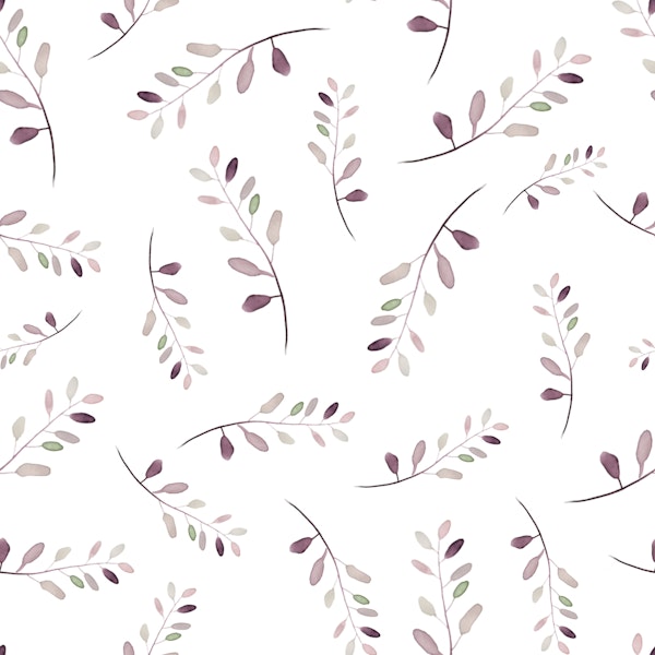 Muted Lavender leaves on white