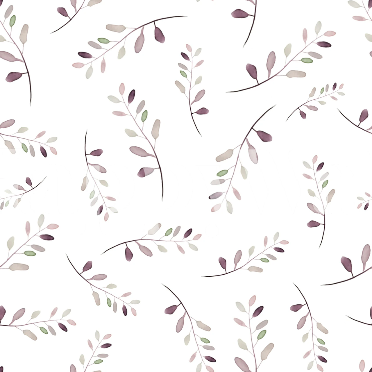 Muted lavender leaves wallpaper in a room