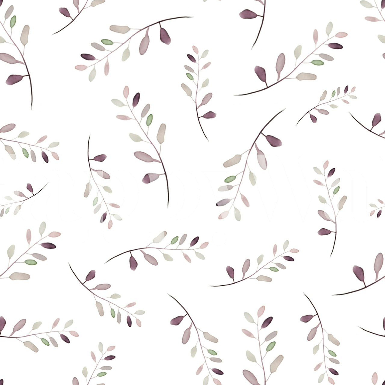 Muted lavender leaves wallpaper in a room