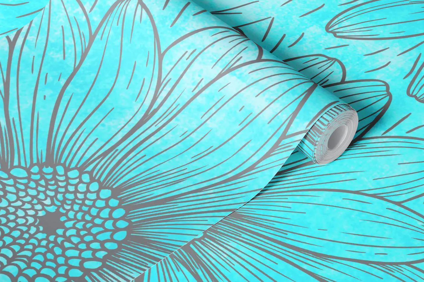 Retro Daisy Outline Floral wallpaper roll