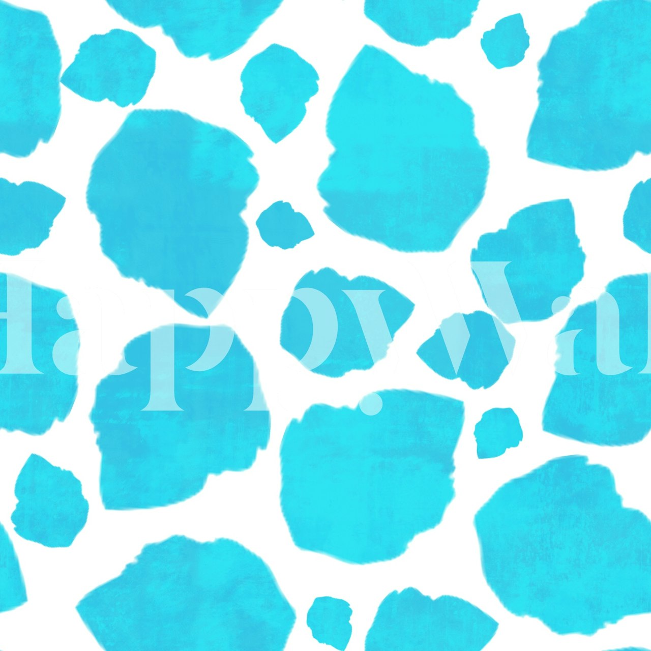 Turquoise watercolor spots wallpaper in a room
