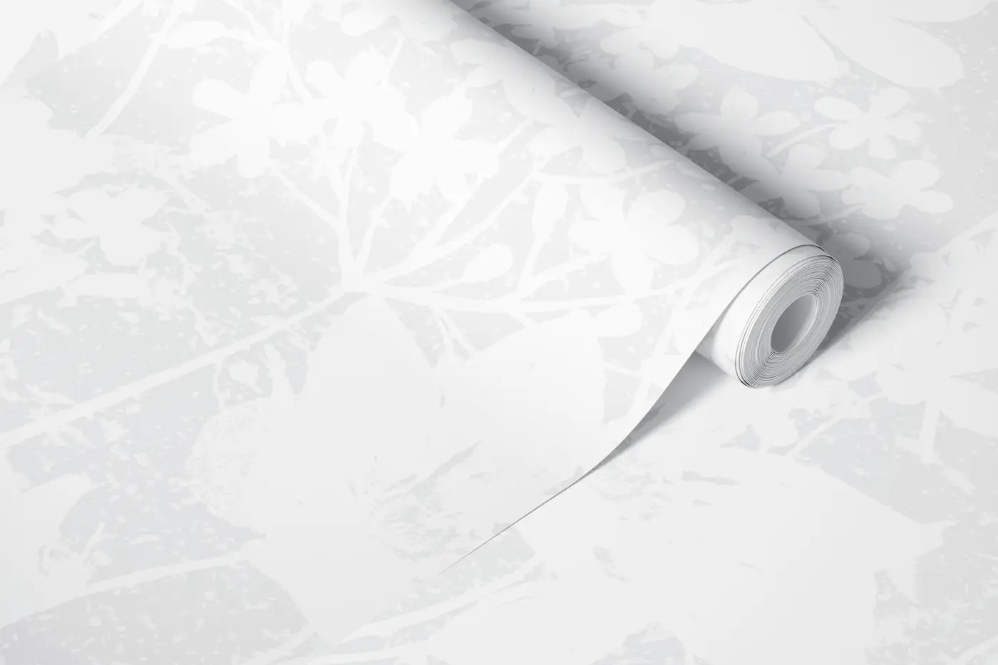 White on White Wildflower Garden wallpaper roll