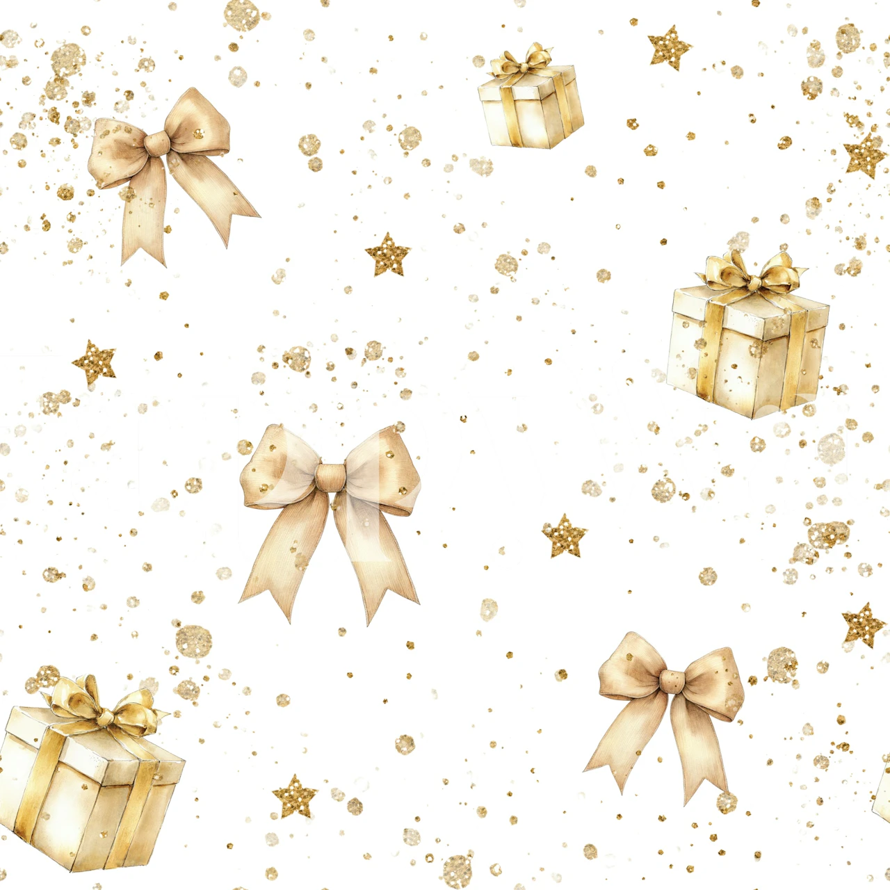 Golden gift boxes and bows wallpaper design