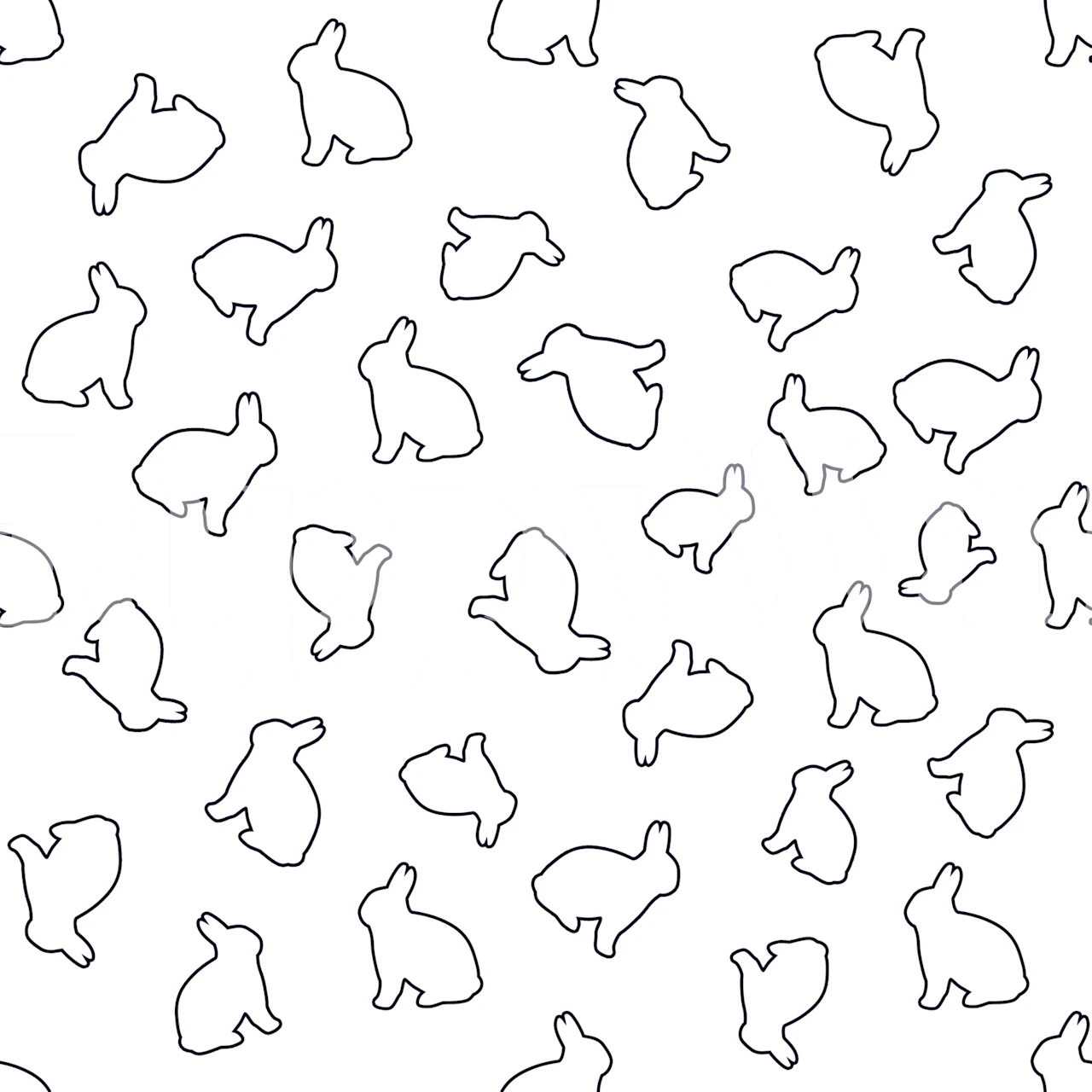 Leken kaninsilhuetter tapet i et rom