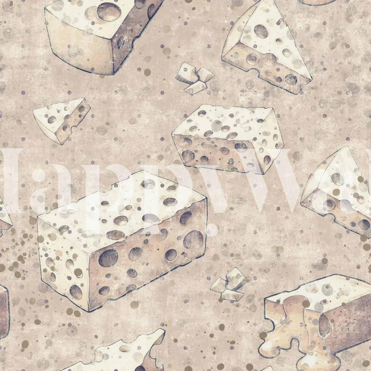 Rustic cheese wallpaper in a kitchen setting