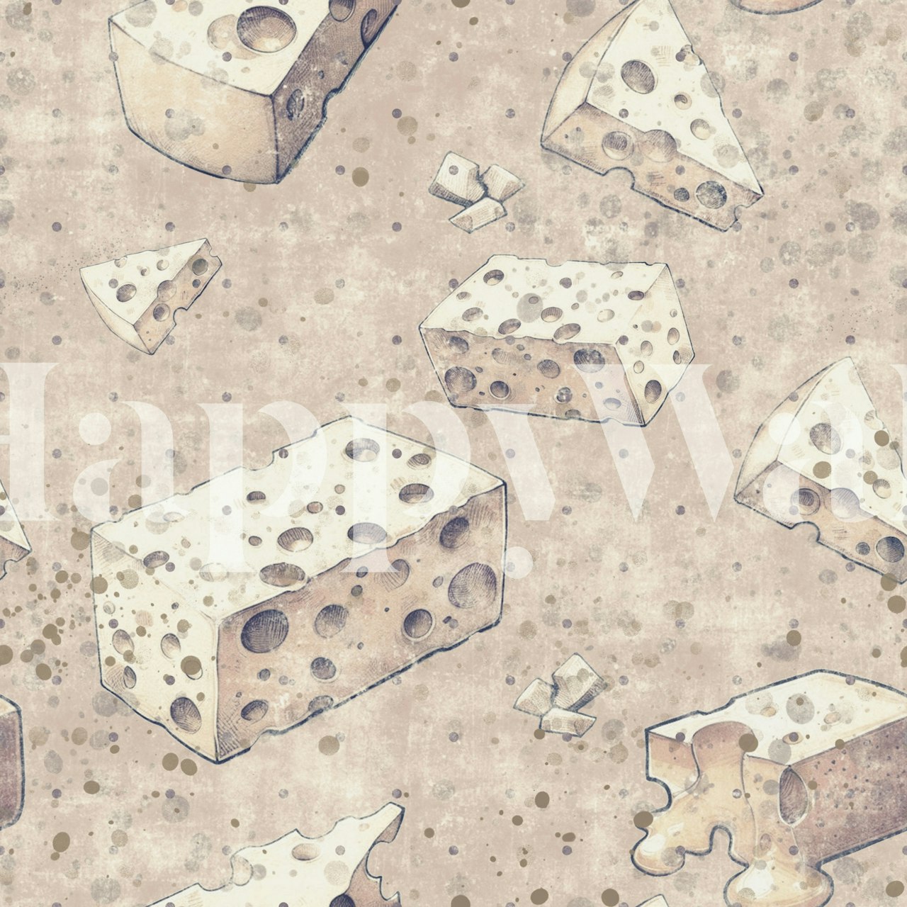 Rustic cheese wallpaper in a kitchen setting