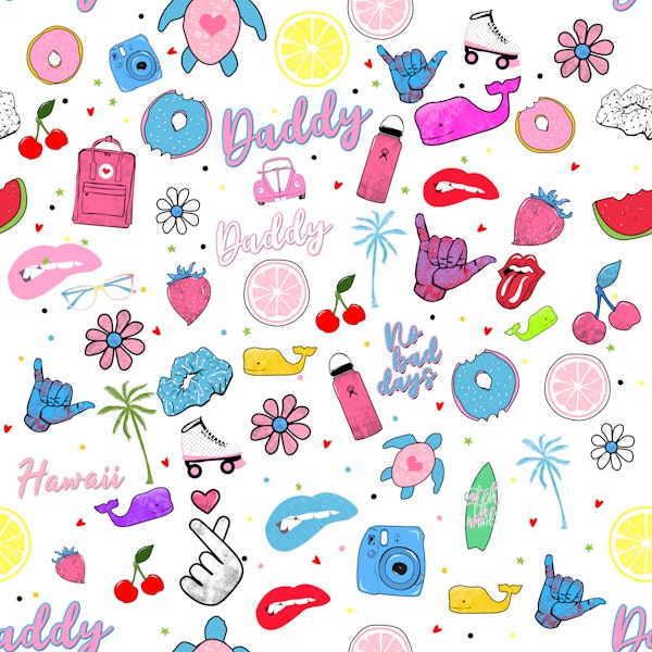 Kawaii Tropical Sticker Collage