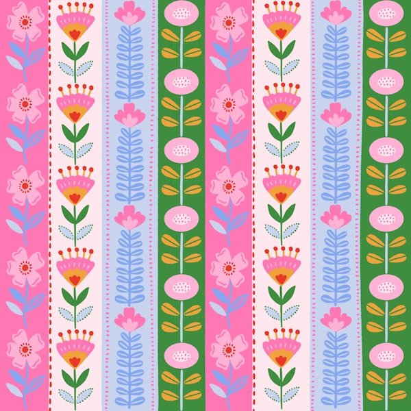 Scandi Folk Floral Stripes