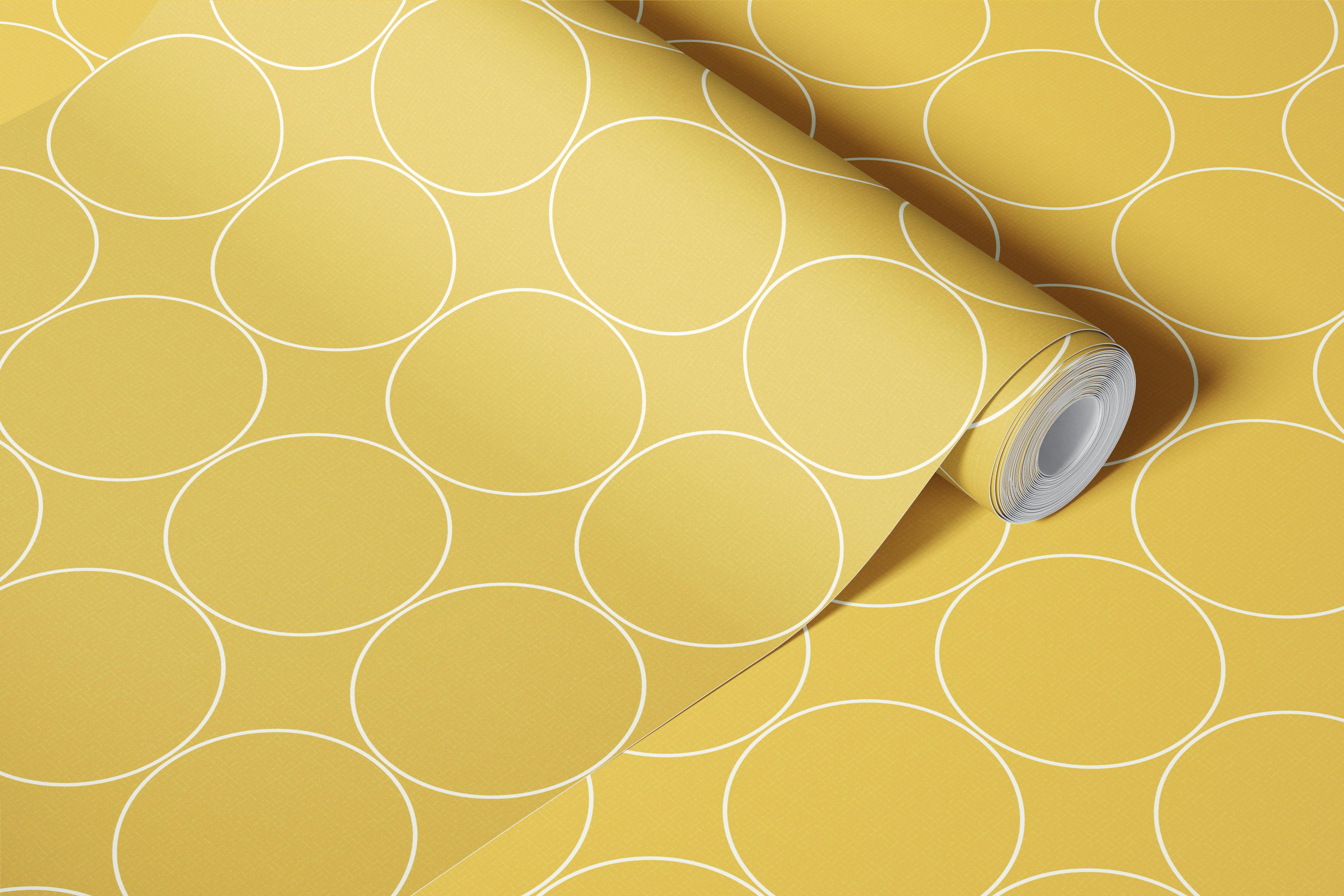 Mid-century Modern Circles Mustard wallpaper in a room