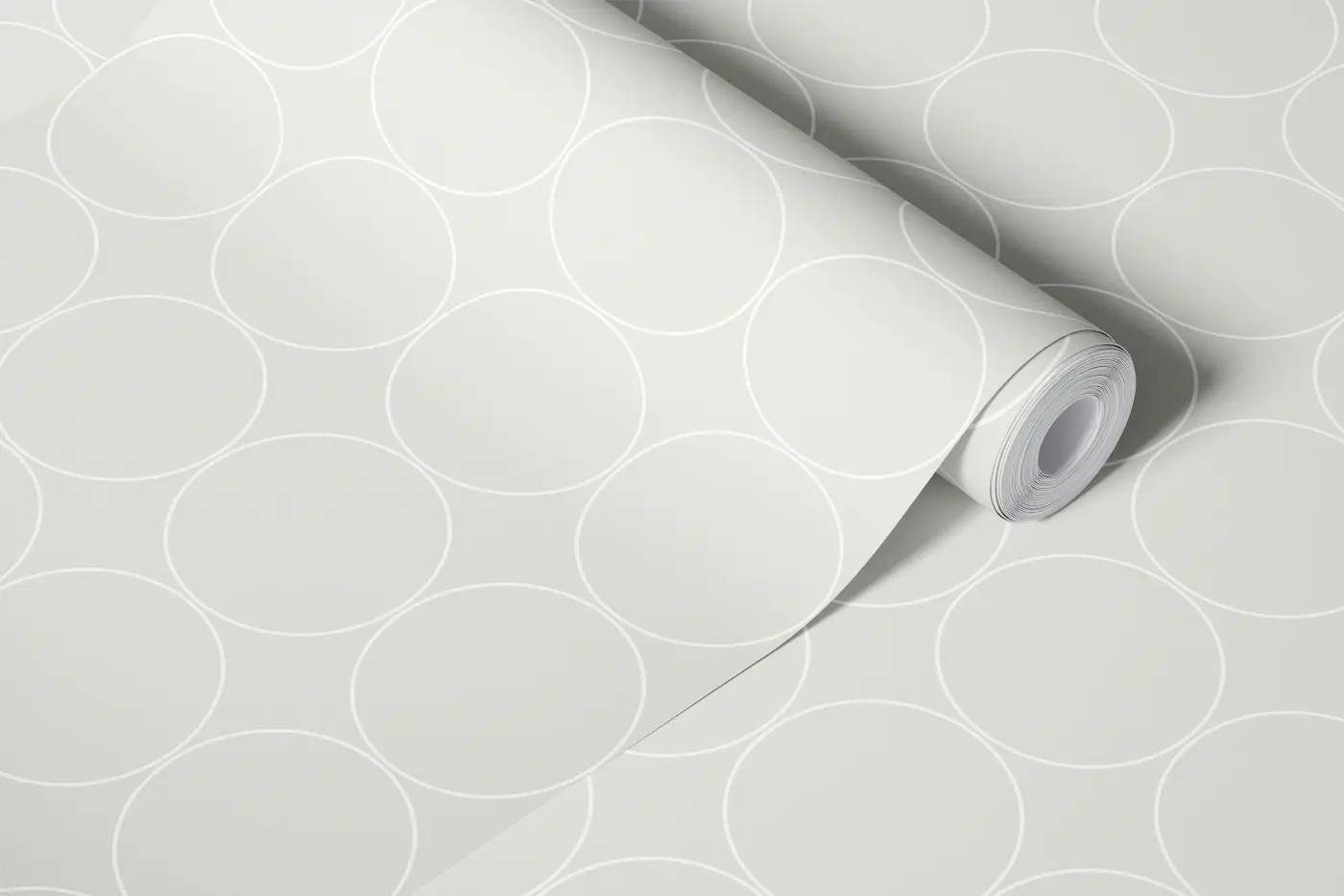 Mid-century Modern Cirlces light gray medium wallpaper roll