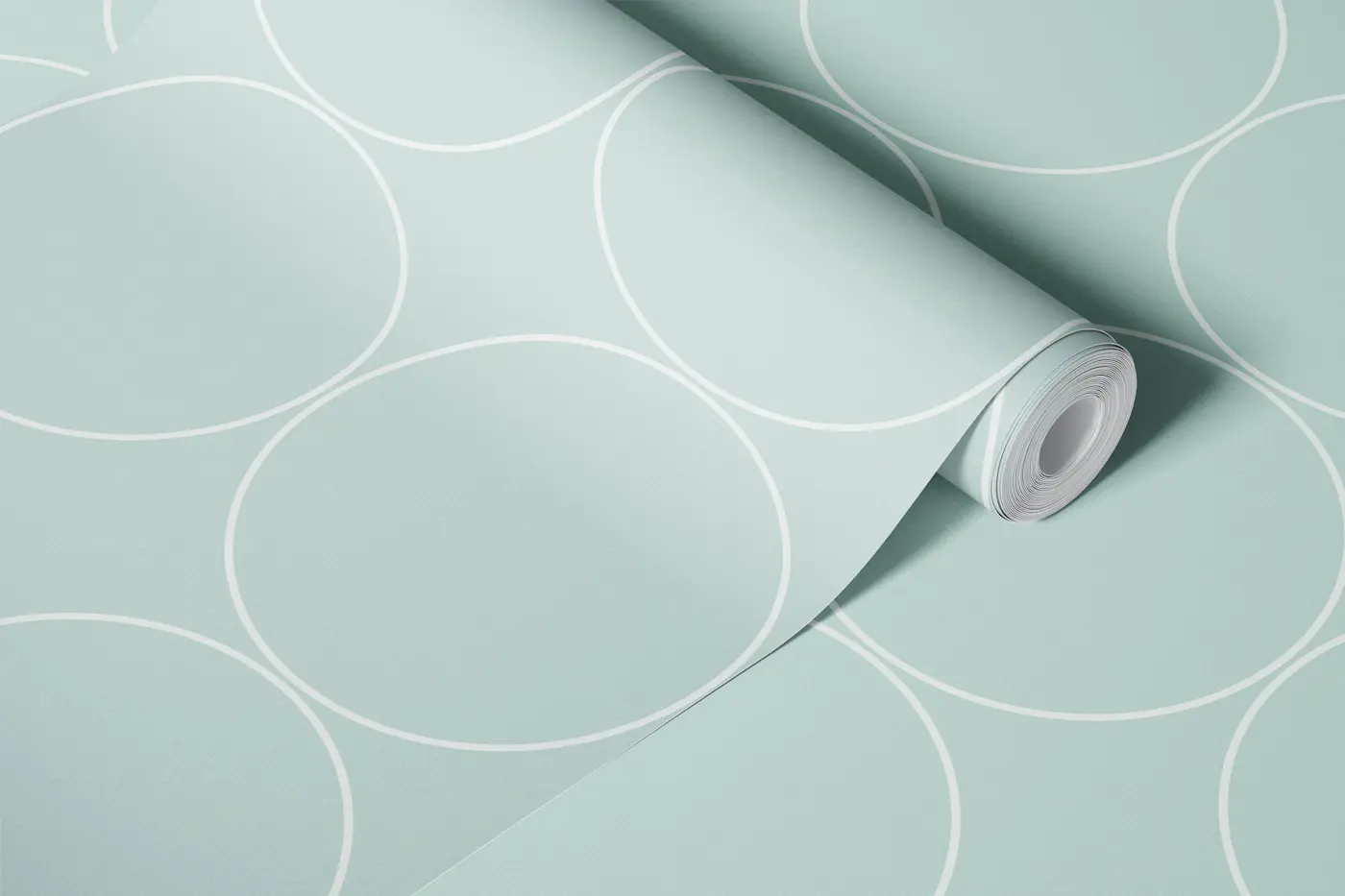 Mid-century Modern circles celadon large wallpaper roll