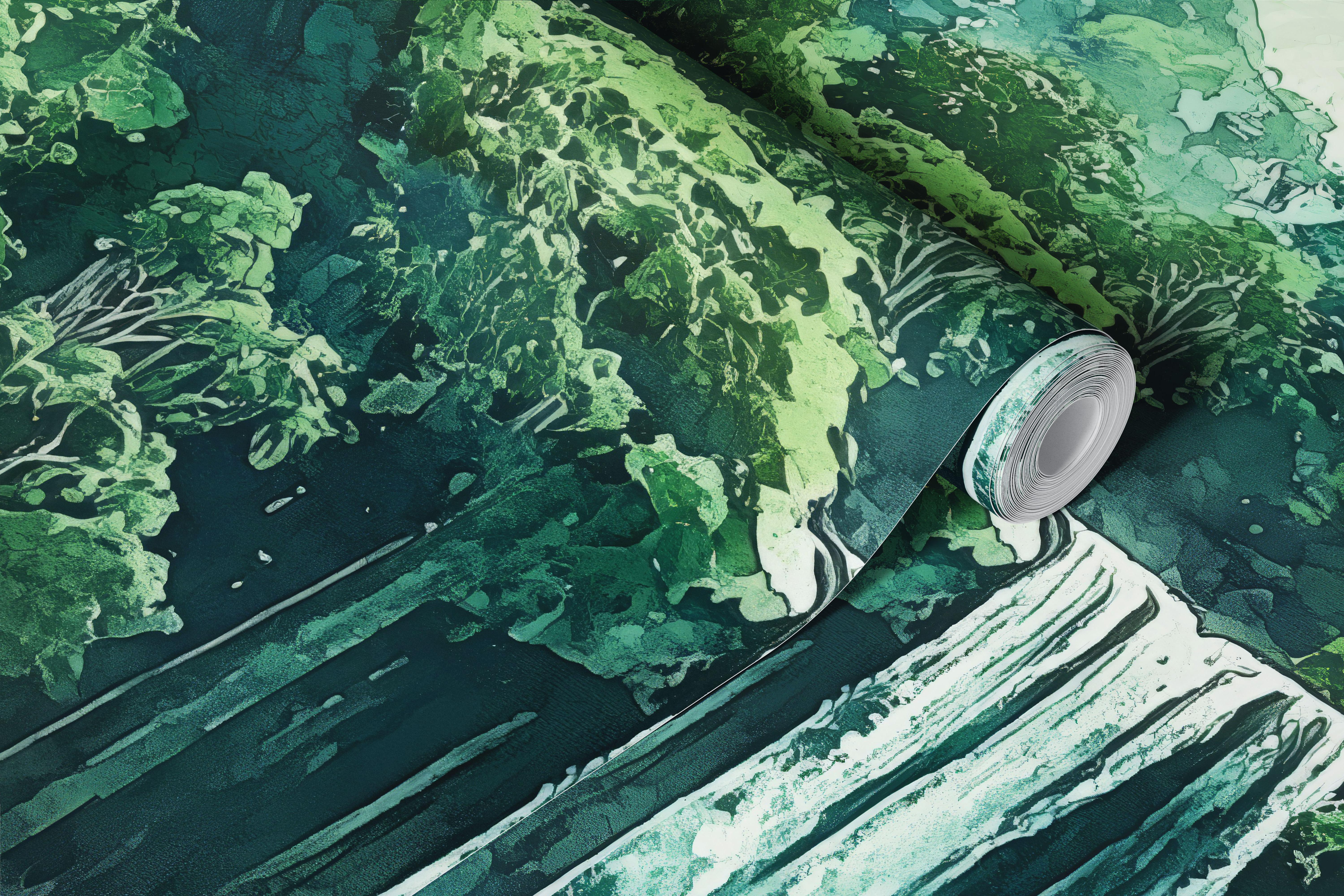 Tropical Forest Mist wallpaper in a room