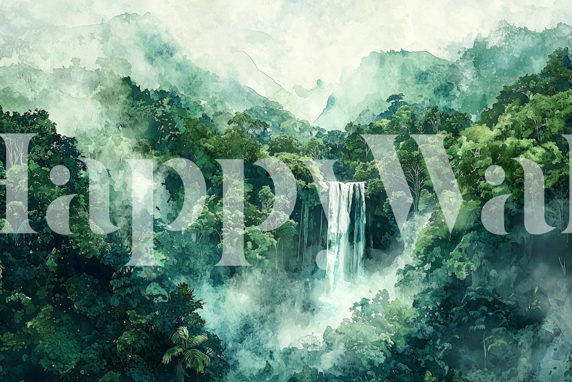 Tropical Forest Mist papel pintado en una habitación