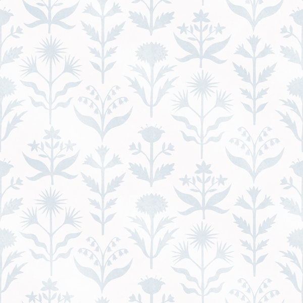 paper cut floral - light grey blue