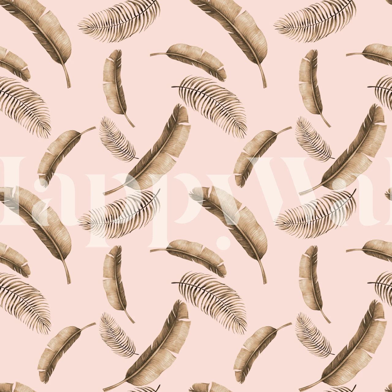 Blush palmblad tapet i ett rum