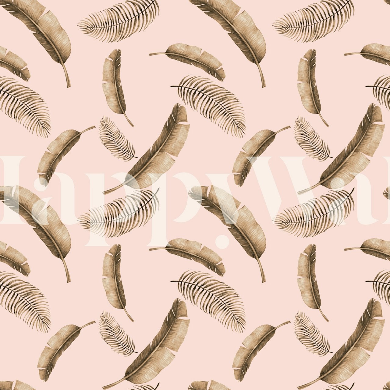 Tapeta z liśćmi palm blush w pokoju