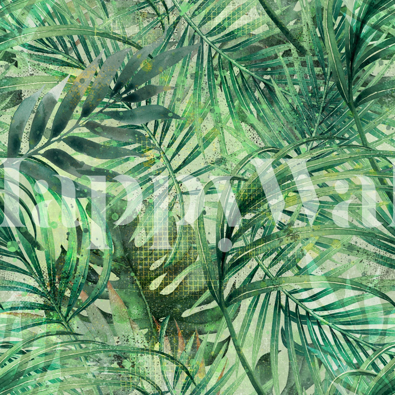 Emerald Tropical Palm Leaves tapet i rum
