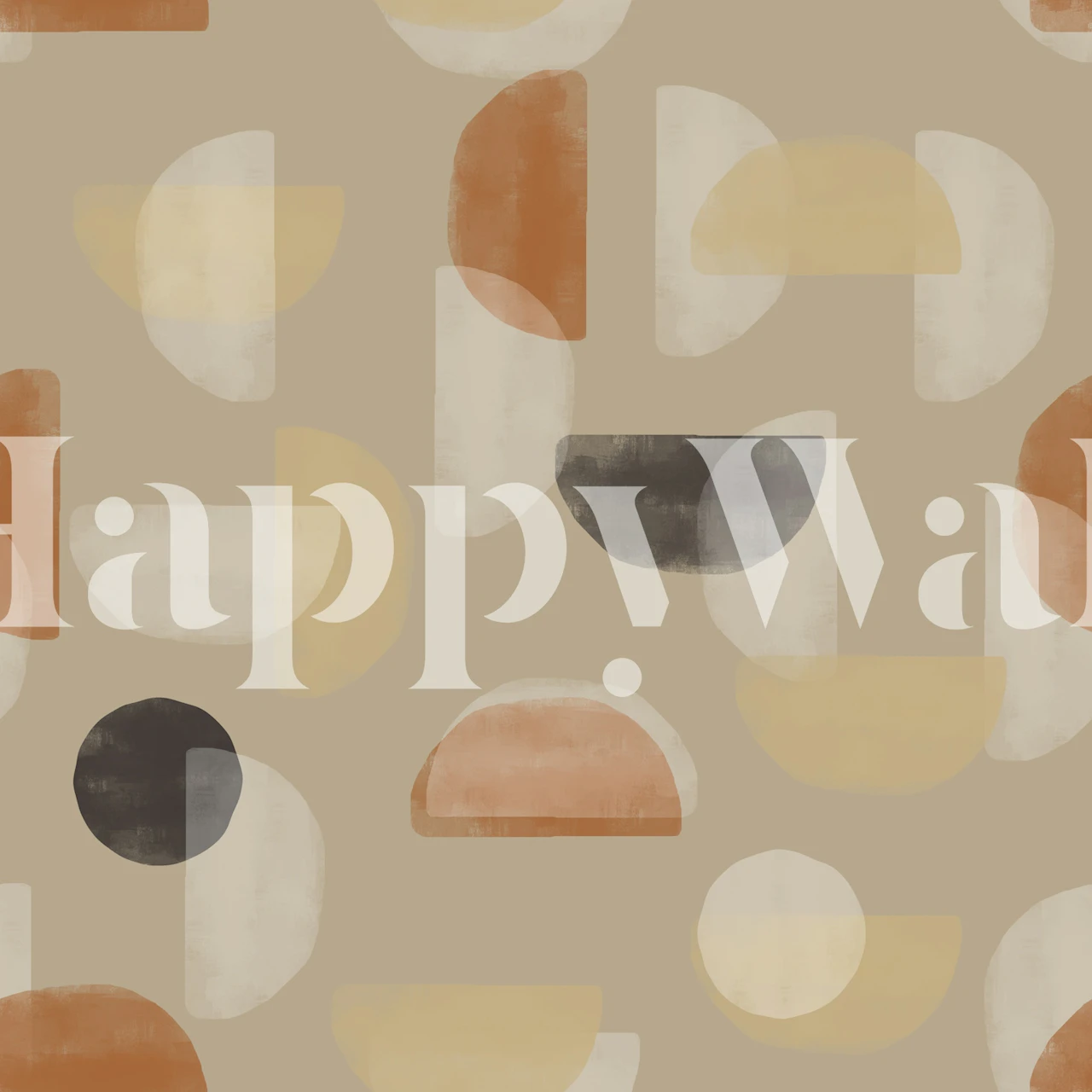 Modern abstract terrazzo neutrals wallpaper in a room