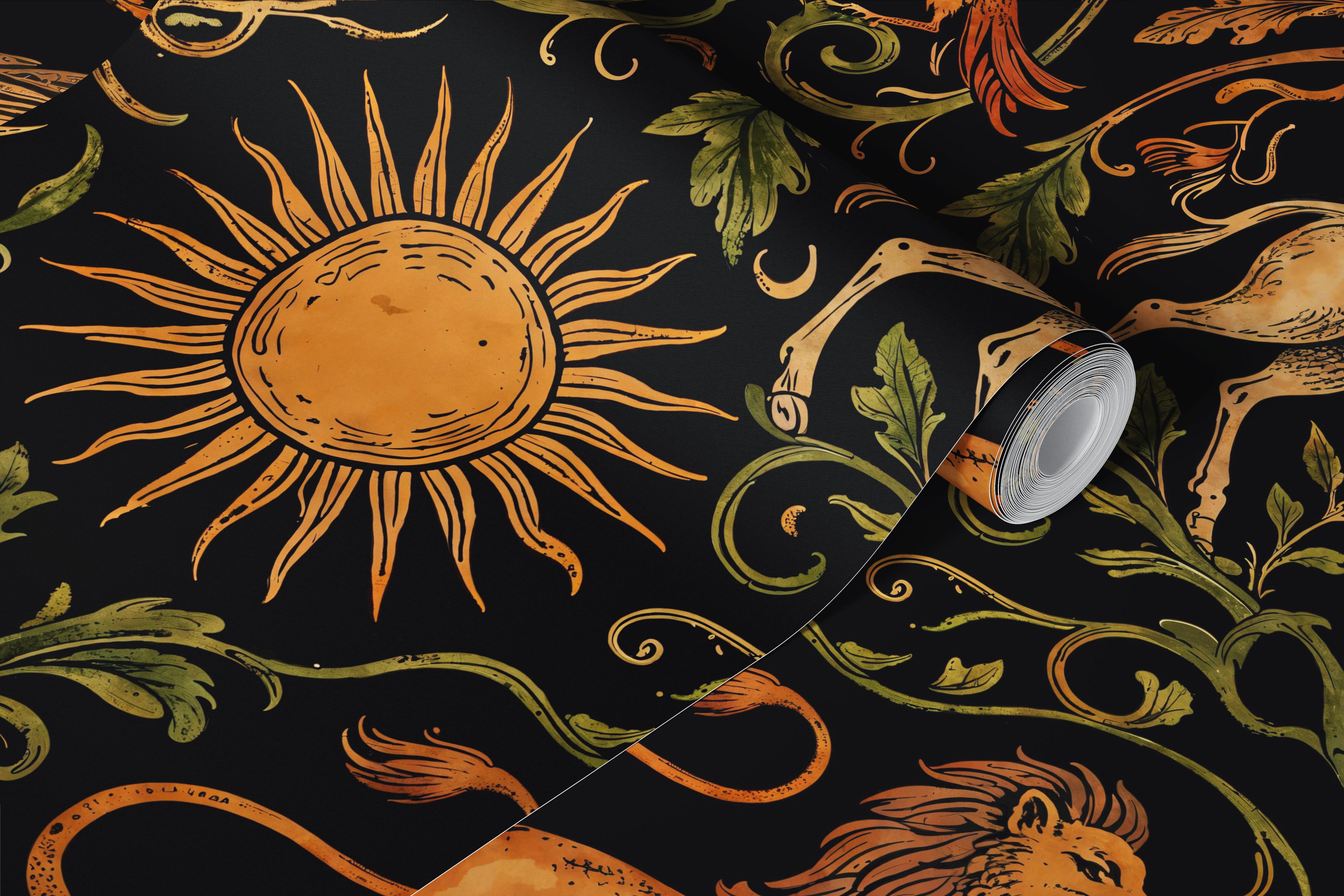 Gothic Tapestry Creatures Mural Dragons tapeta v miestnosti