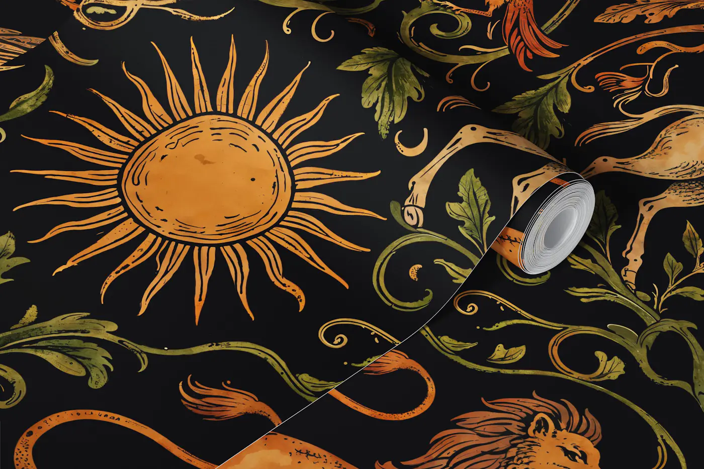 Gothic Tapestry Creatures Mural Dragons wallpaper roll