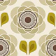 Retro Flower Burst in Green Brown - S