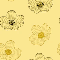 Minimal Bloom Sketch on Yellow wallpaper
