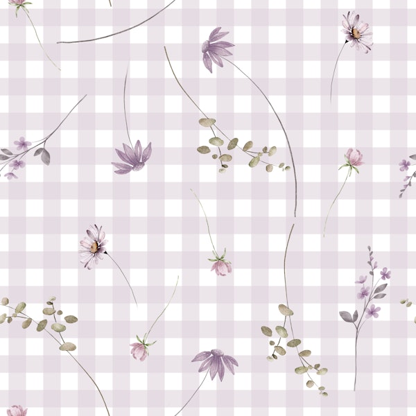 Lavender Gingham Wildflowers