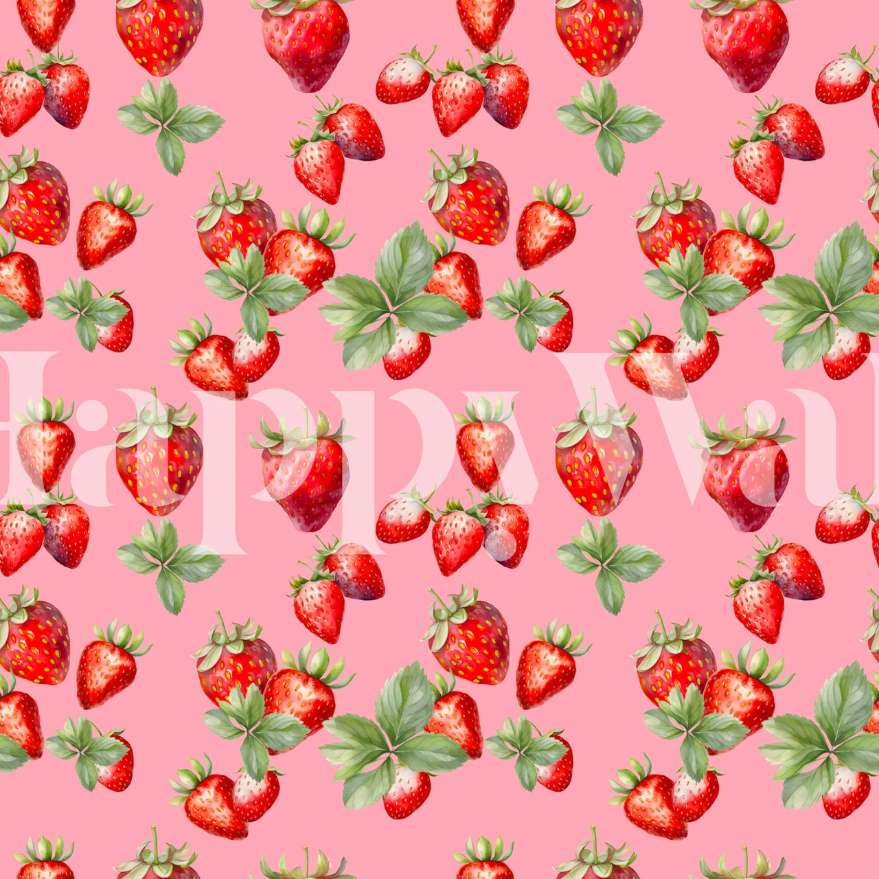 Mansikanpunainen tapetti huoneessa