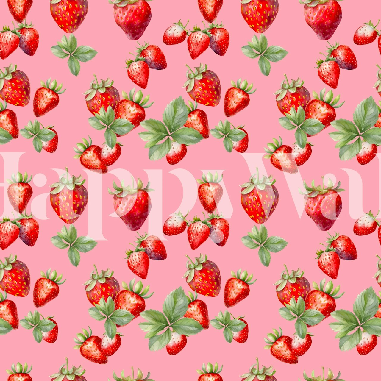 Strawberry pink wallpaper in a room