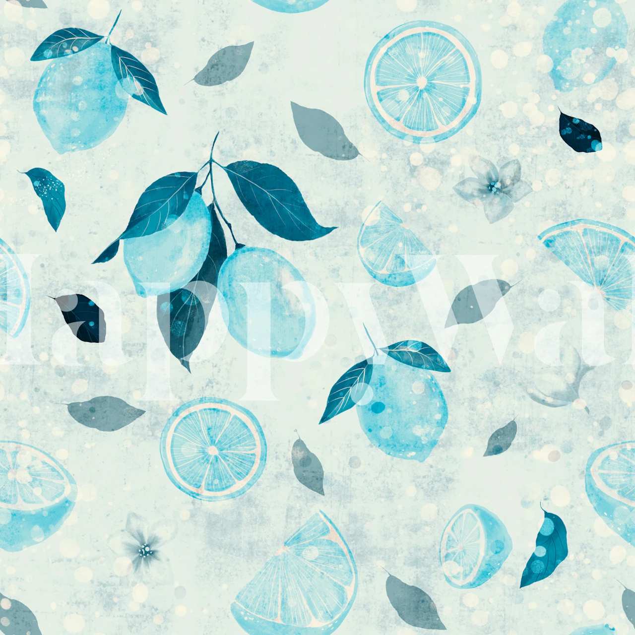 Frosted Citrus Botanical wallpaper in a room