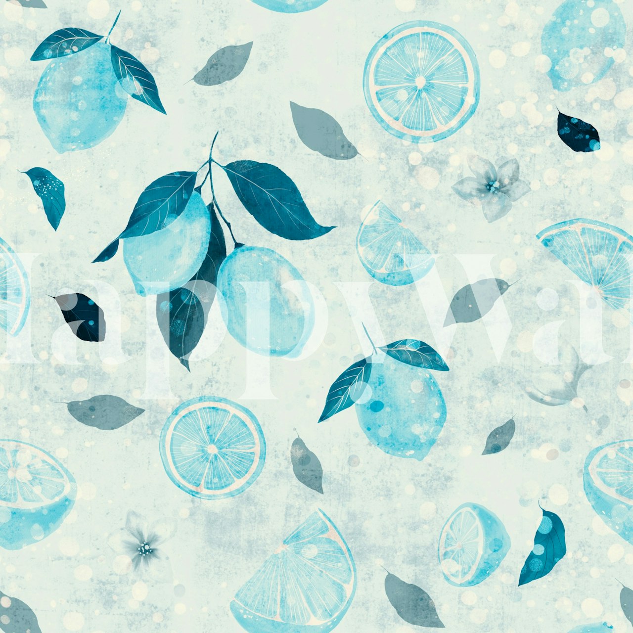 Frosted Citrus Botanical wallpaper in a room