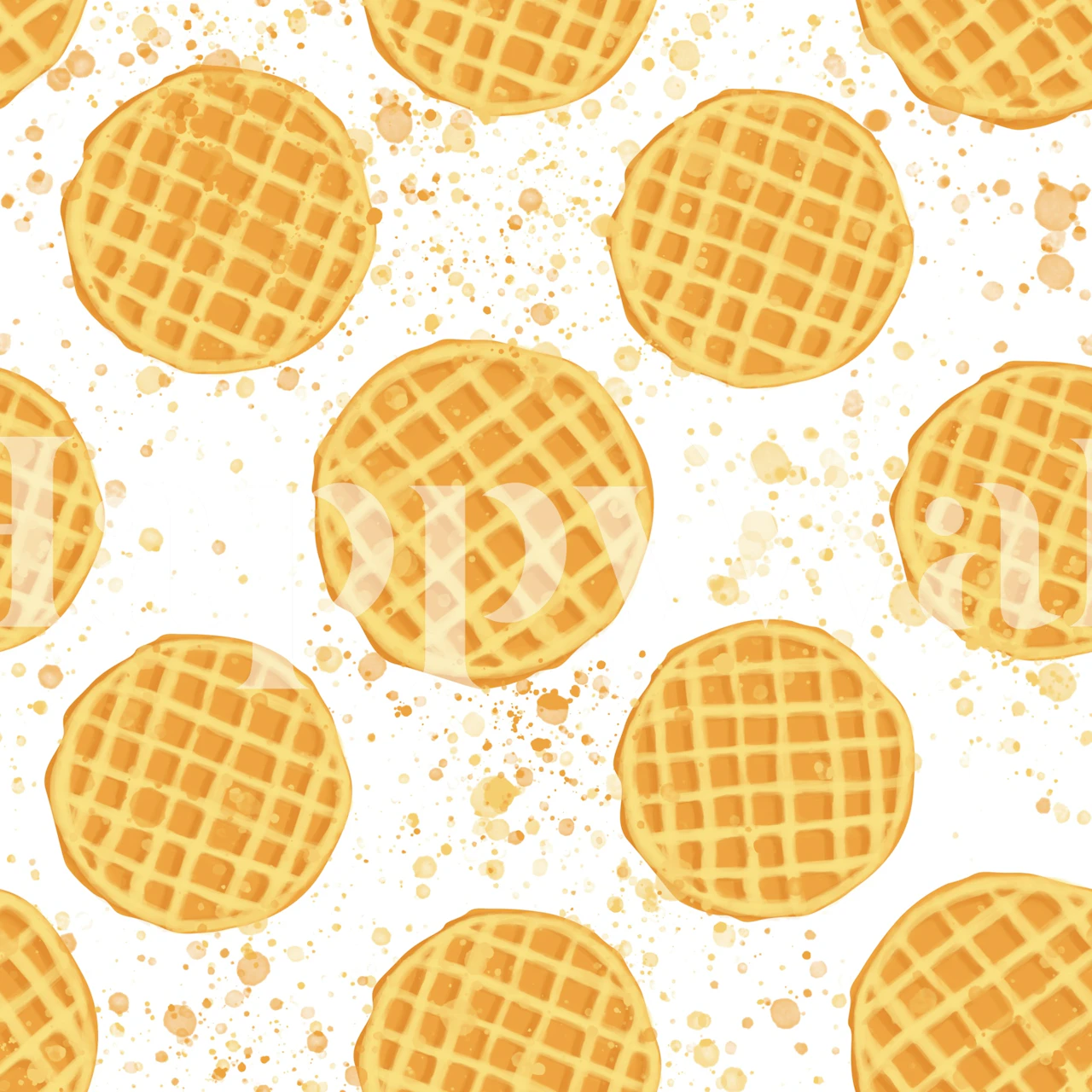 Watercolor waffles wallpaper in a room setting