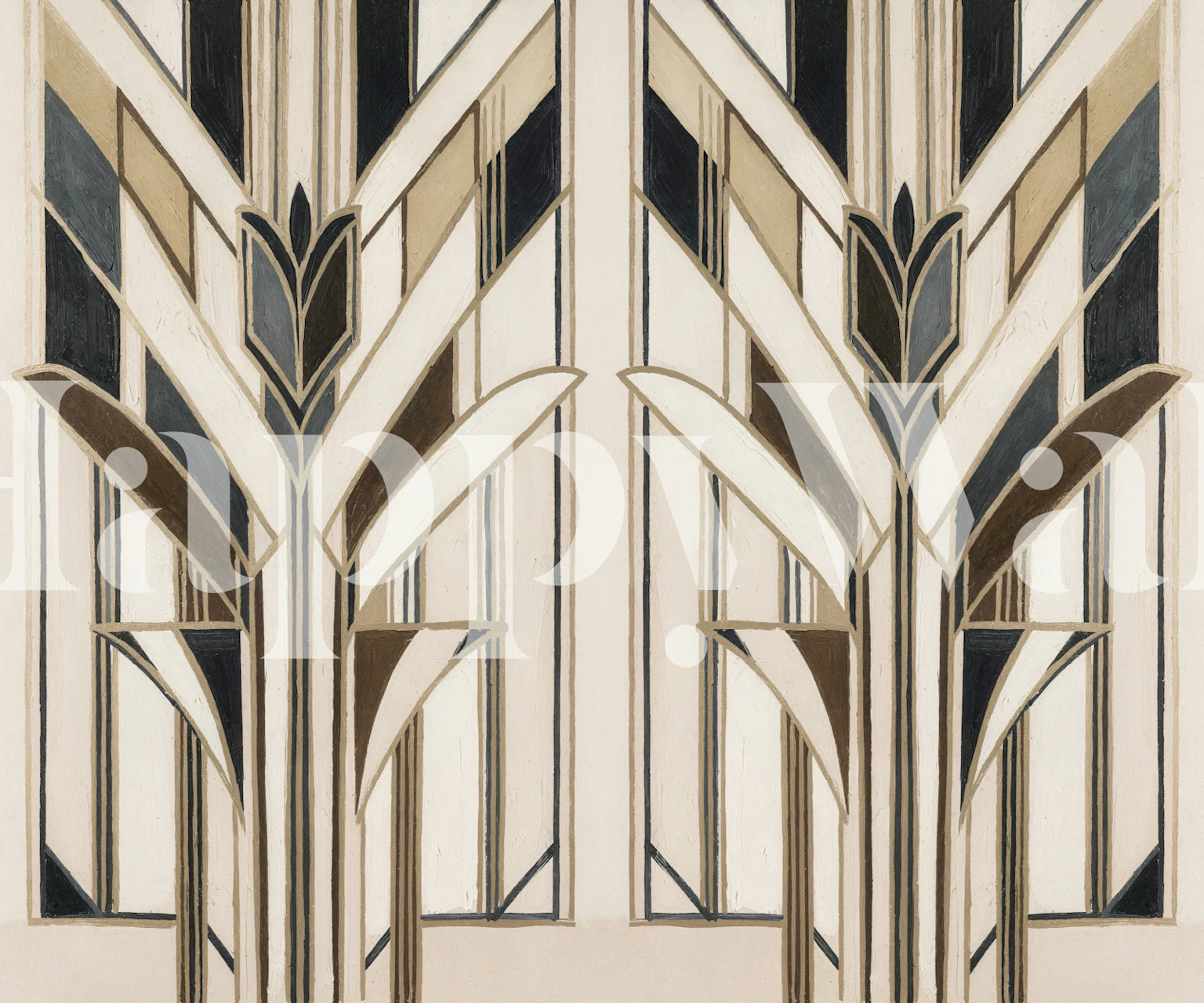 Art Deco Palm Fan Geometric wallpaper in a room