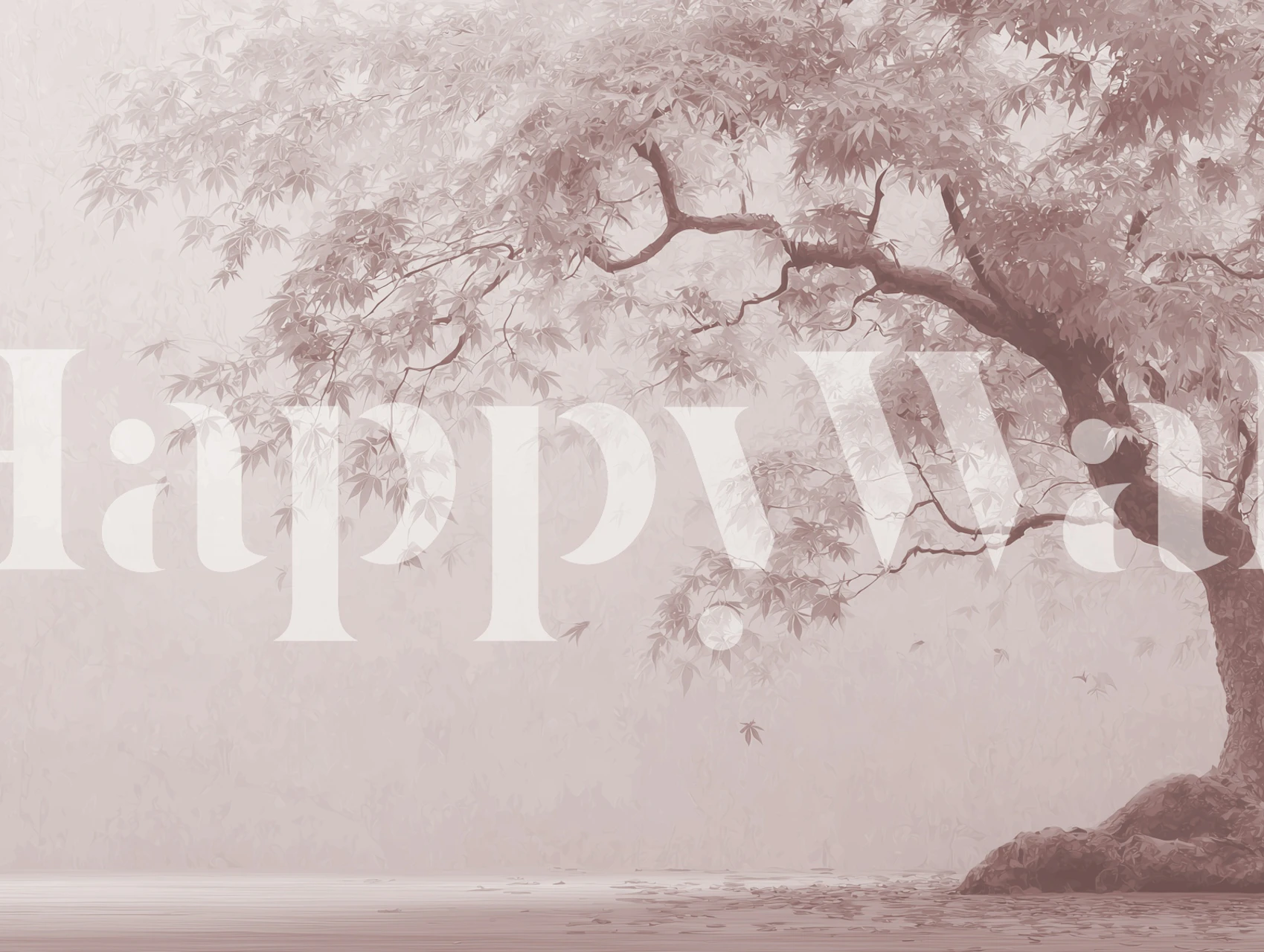 Misty Maple Tree in Soft Pink tapet i et rum