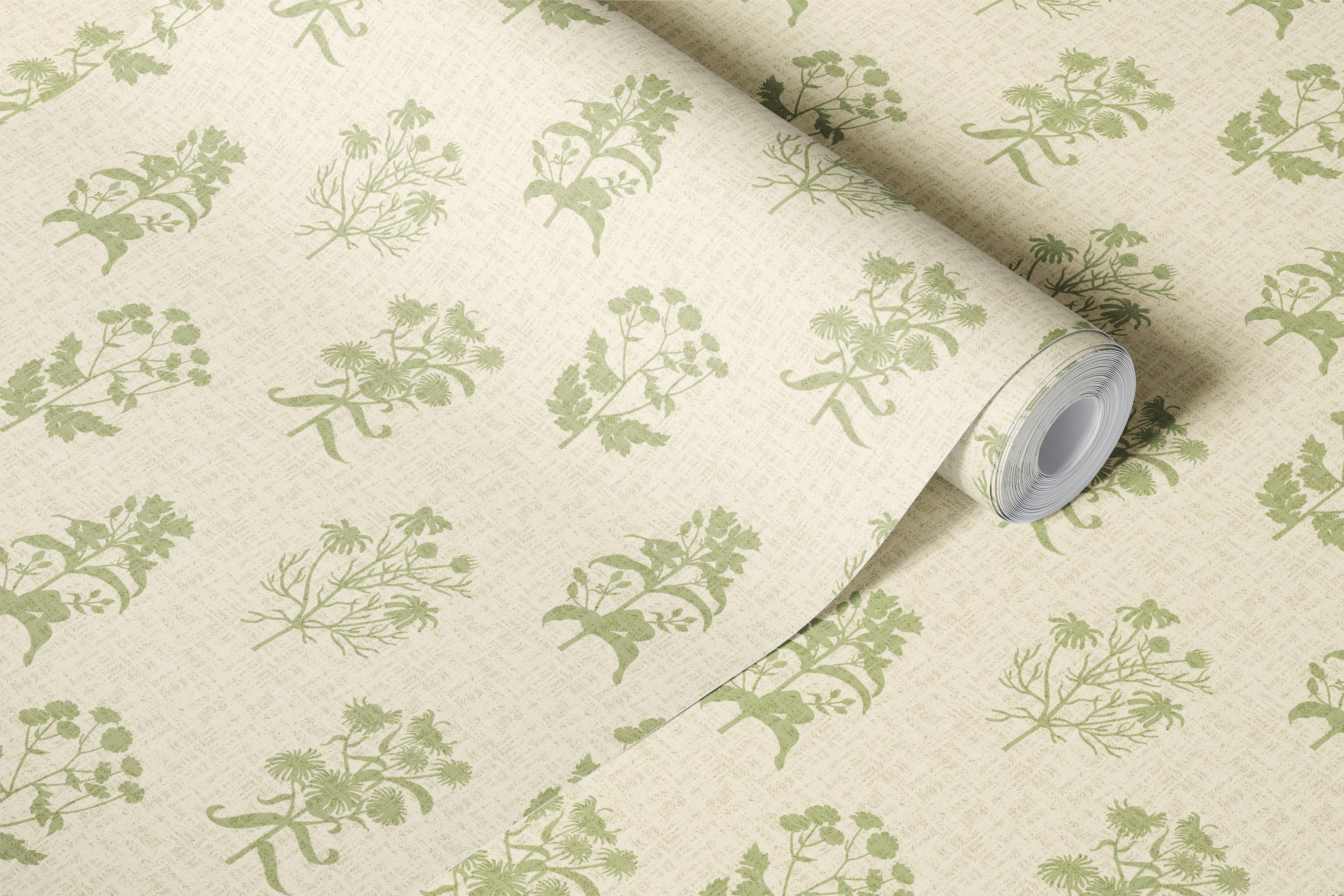 Sage Botanical Silhouettes wallpaper in a room