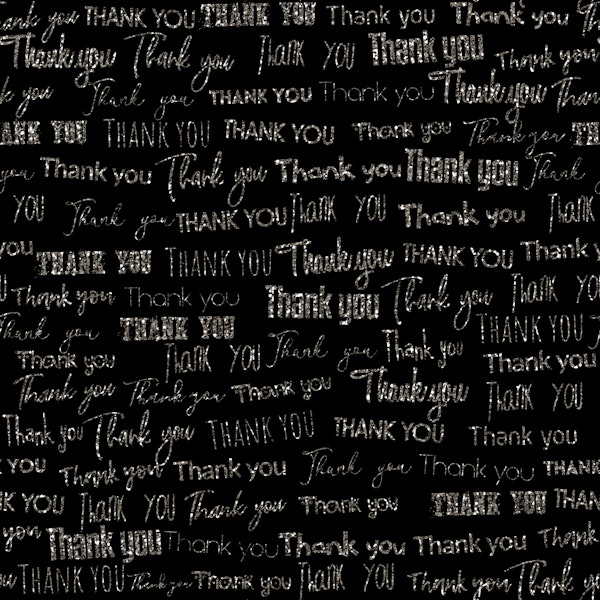 Thank you with glitter on black
