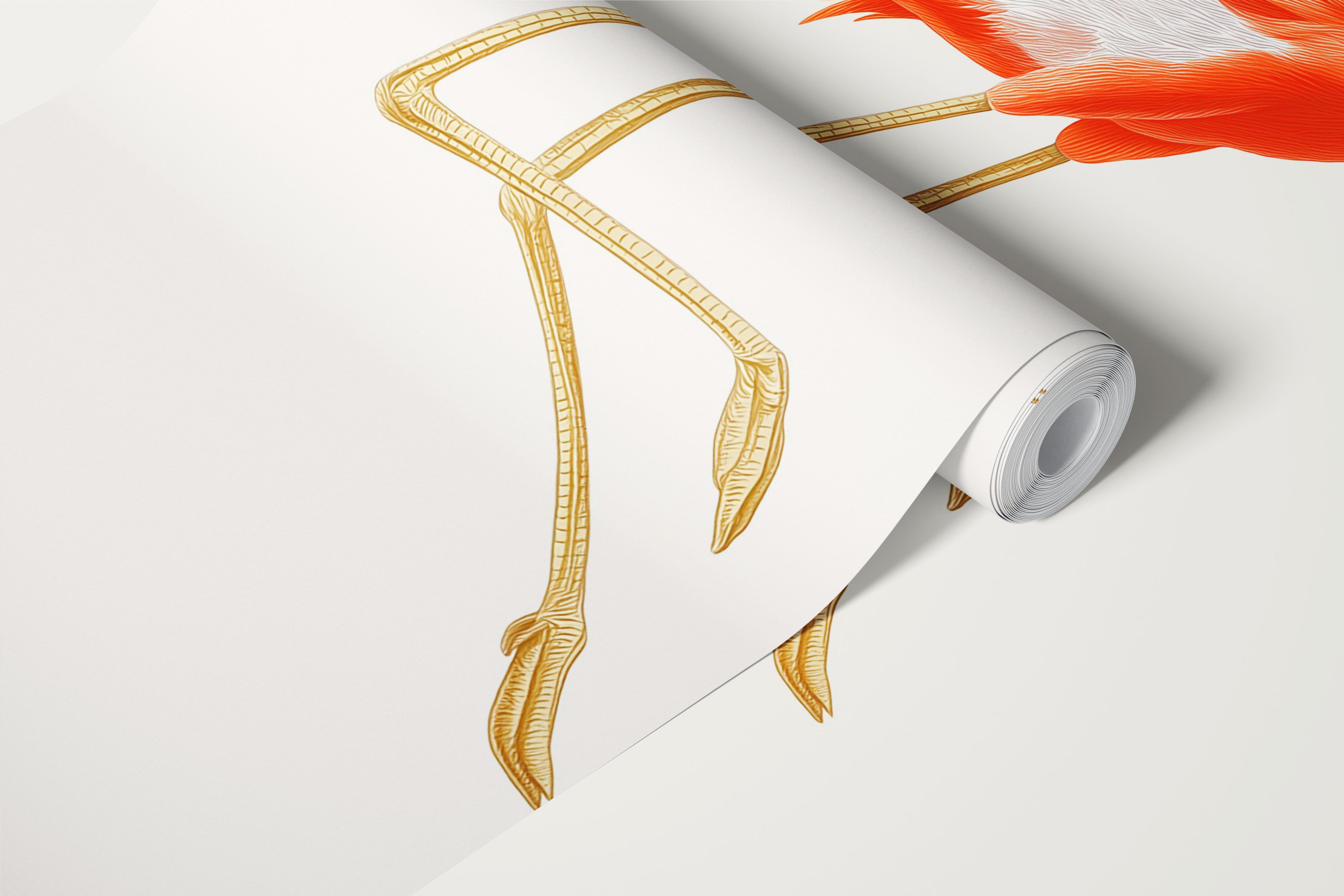 Flamingo Dance on Ivory -tapetti huoneessa