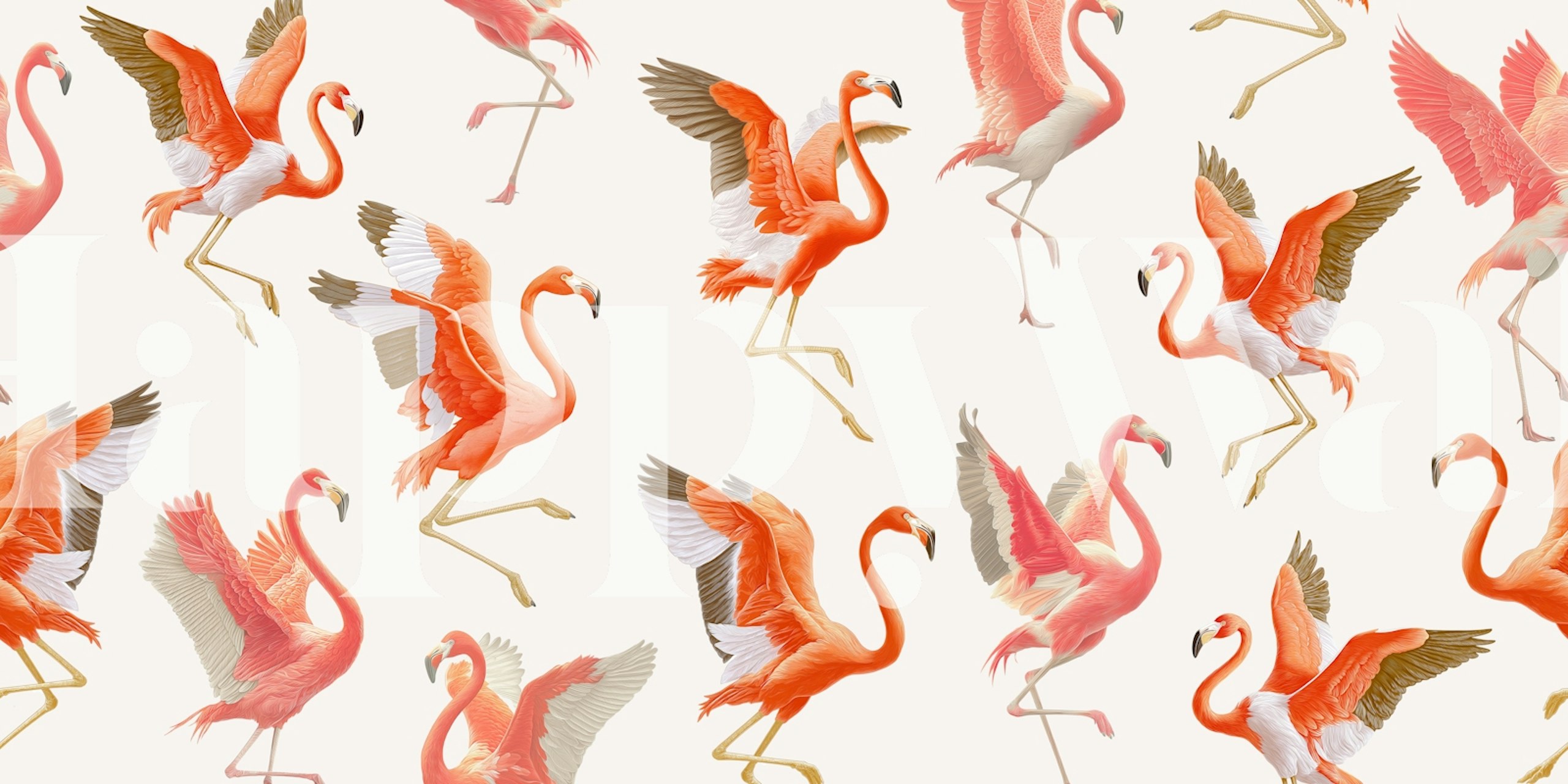 Flamingo Dance on Ivory tapeta u sobi